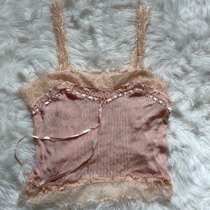 NWOT Victoria's Secret Lace-trim Knit Cami Nude